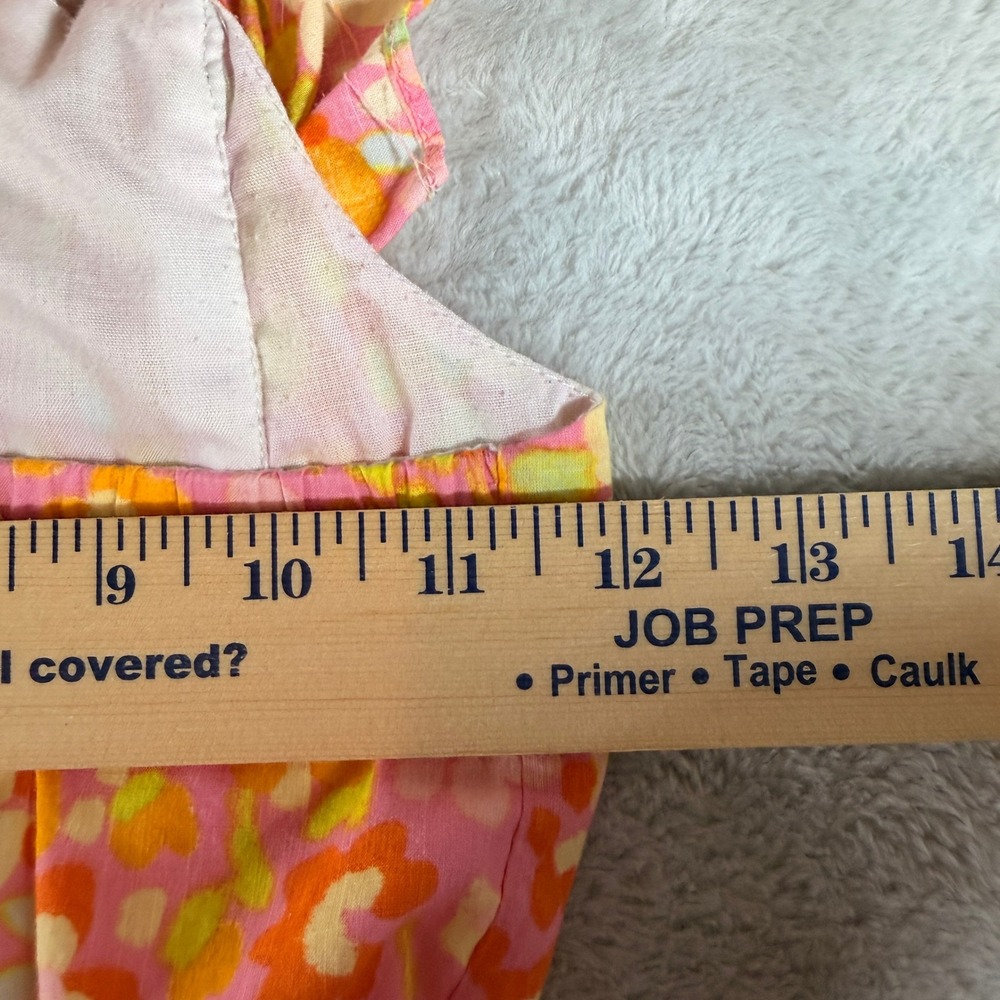 EttaVee Girls Vibrant Floral Ruffle Cross Back Romper‎ Size 8 Pink Orange Yellow - Picture 7 of 10